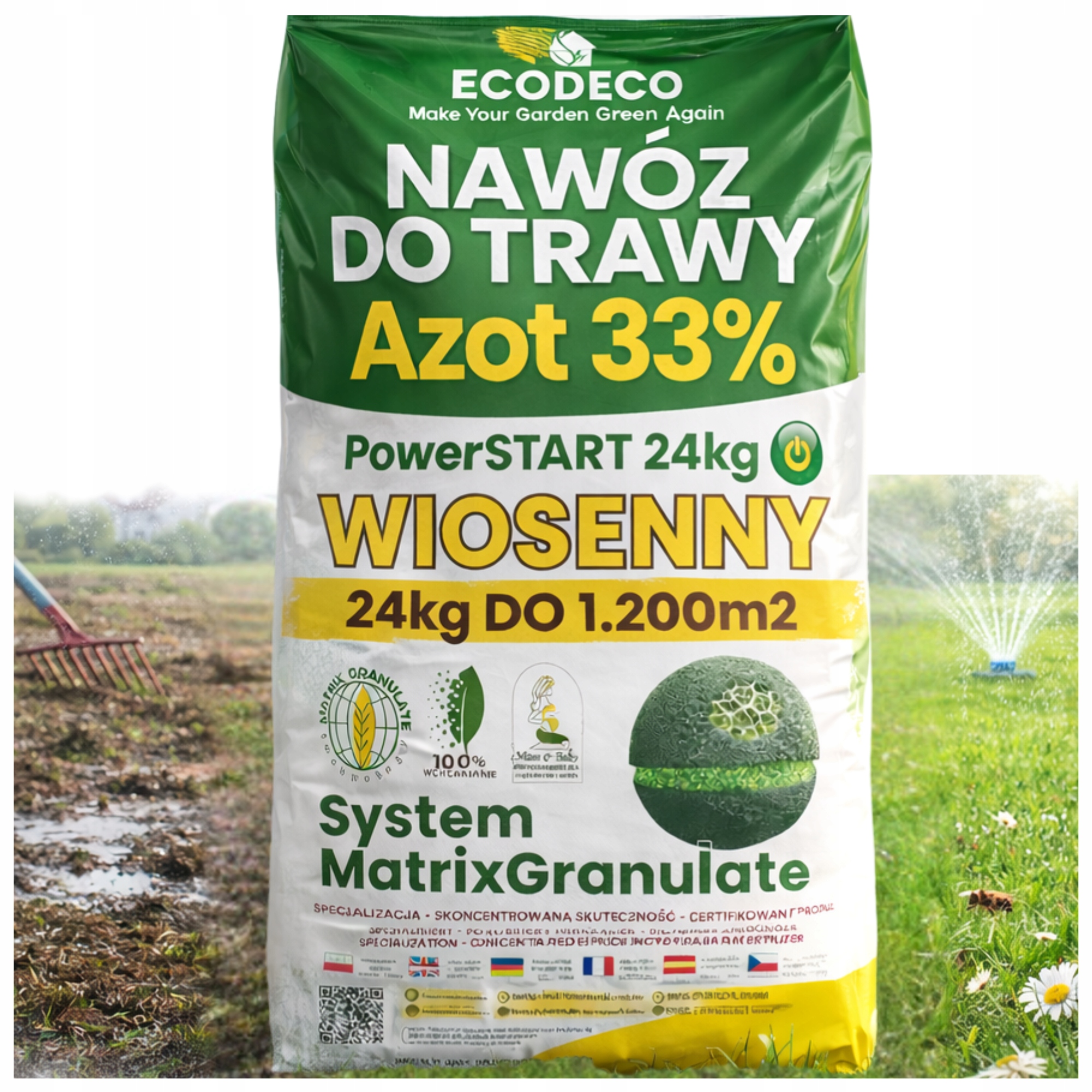 Regeneračné dusíkaté hnojivo na trávu 24 kg Garnulatrawy Zahusťujúci dusík