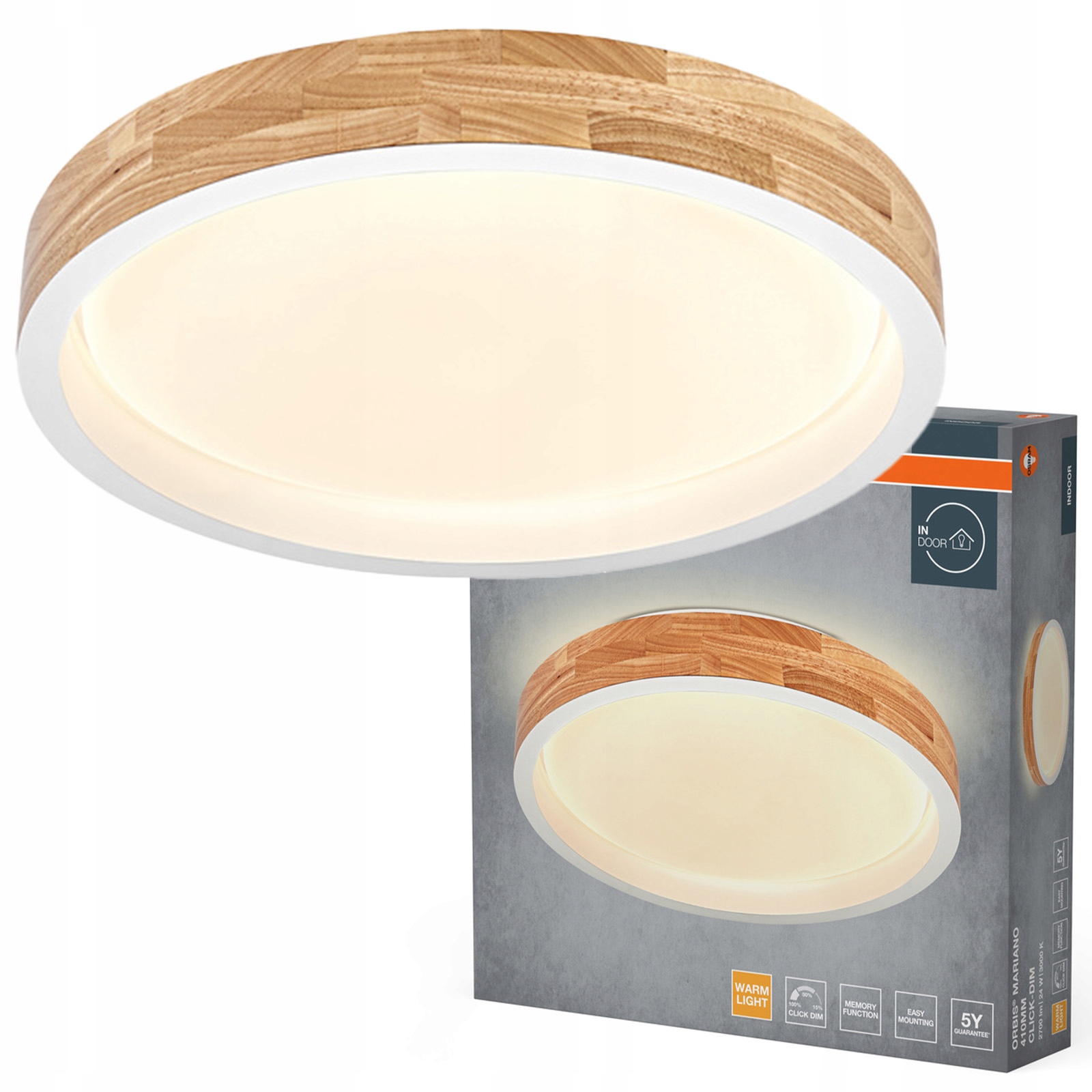 Stropní Svítidlo Led Stropní Svítidlo Nástěnné svítidlo Panel 24W 1450lm 3000K Dřevěné