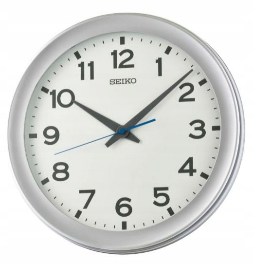 Čitateľné Klasické Strieborné Okrúhle Japonské Hodiny Seiko QXA835S 37 cm