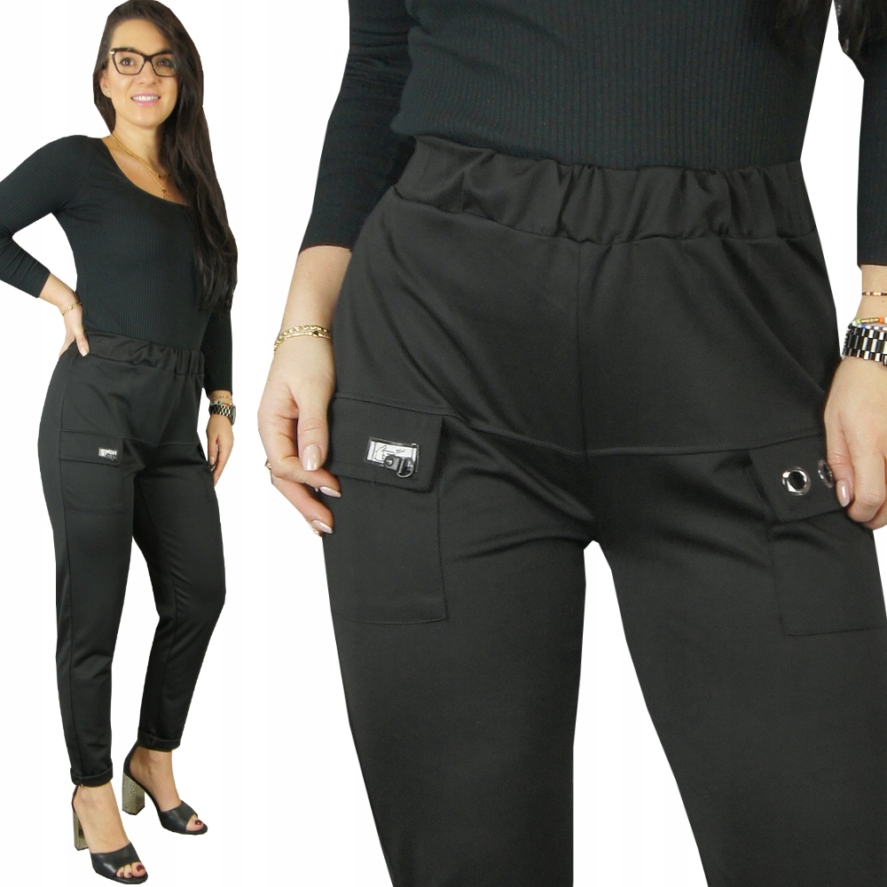 

Modne Spodnie Leginsy Czarne Wysoki Stan Lady, S/m