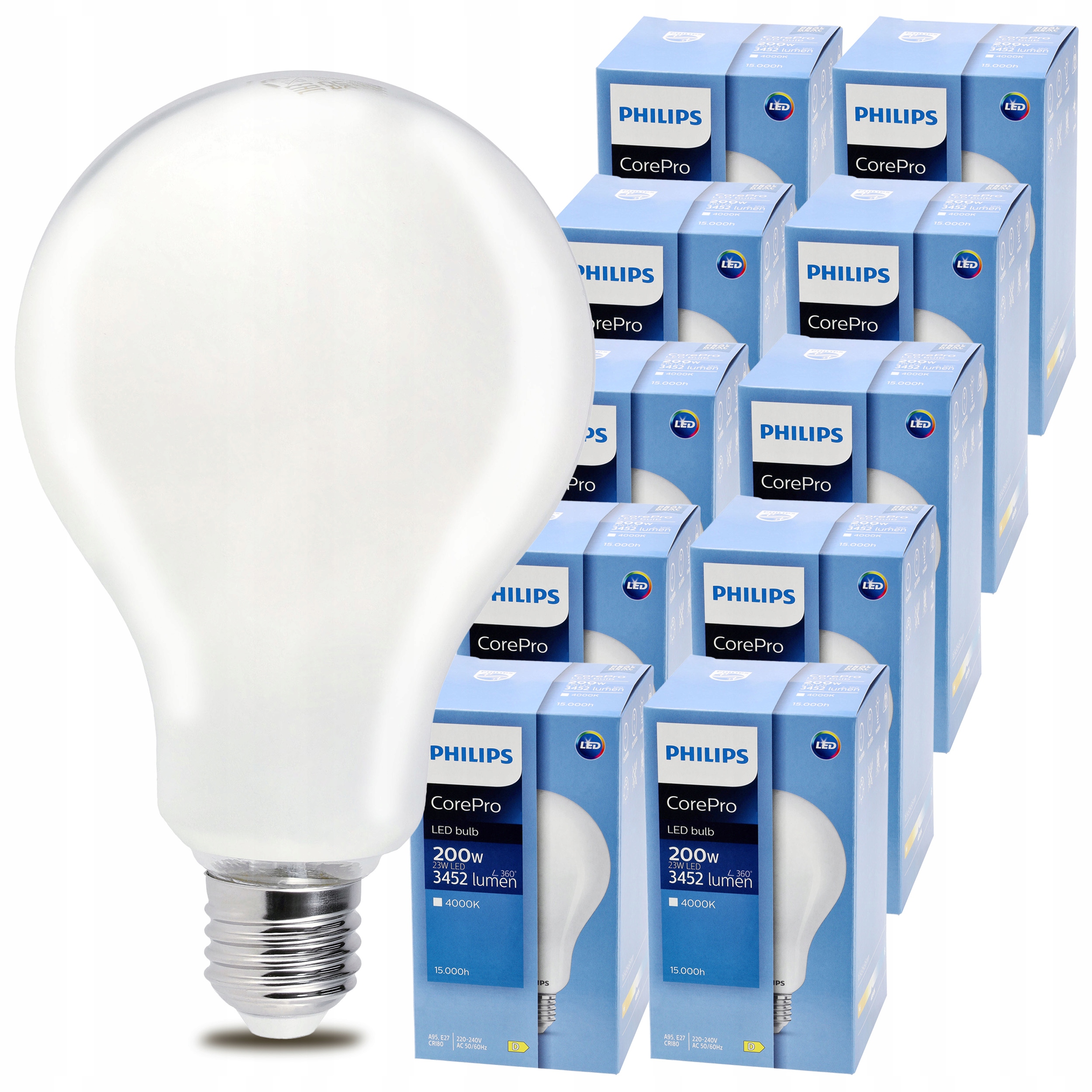 10 x Led žiarovka E27 Philips 23W 200W 3452lm 4000k Premium Sada žiaroviek