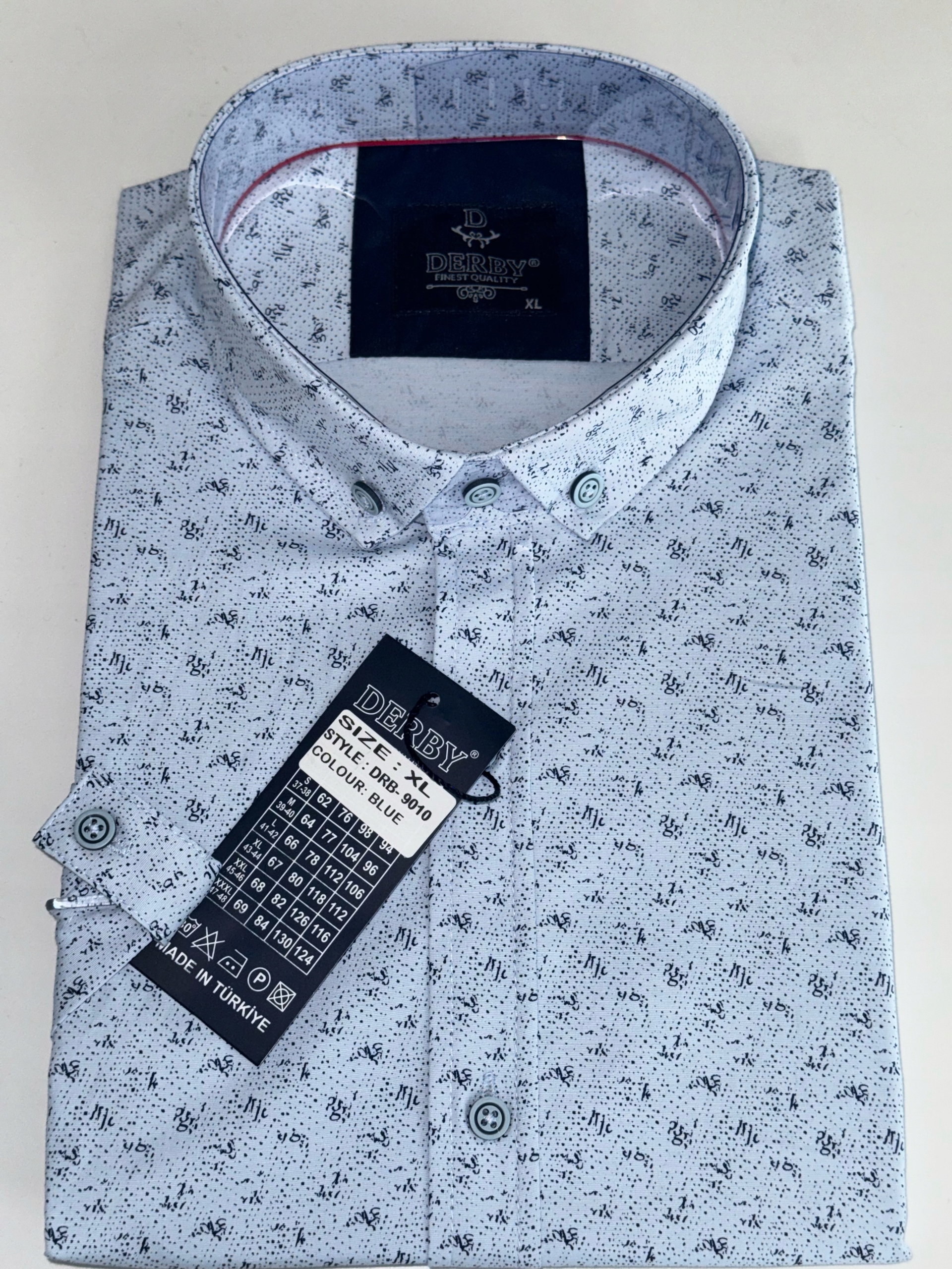 Derby Pánská košile světle modrá s krátkým rukávem M 39/40 176/182 DRB-9010