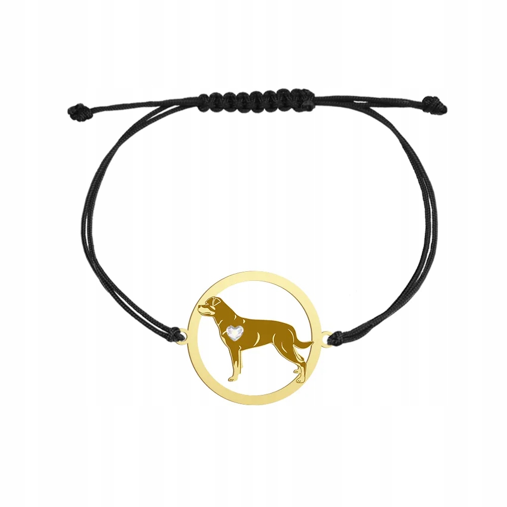 Zlatý náramek s rotvajlerem 925 Šňůrka Dárek Žena Gravírování Bonus