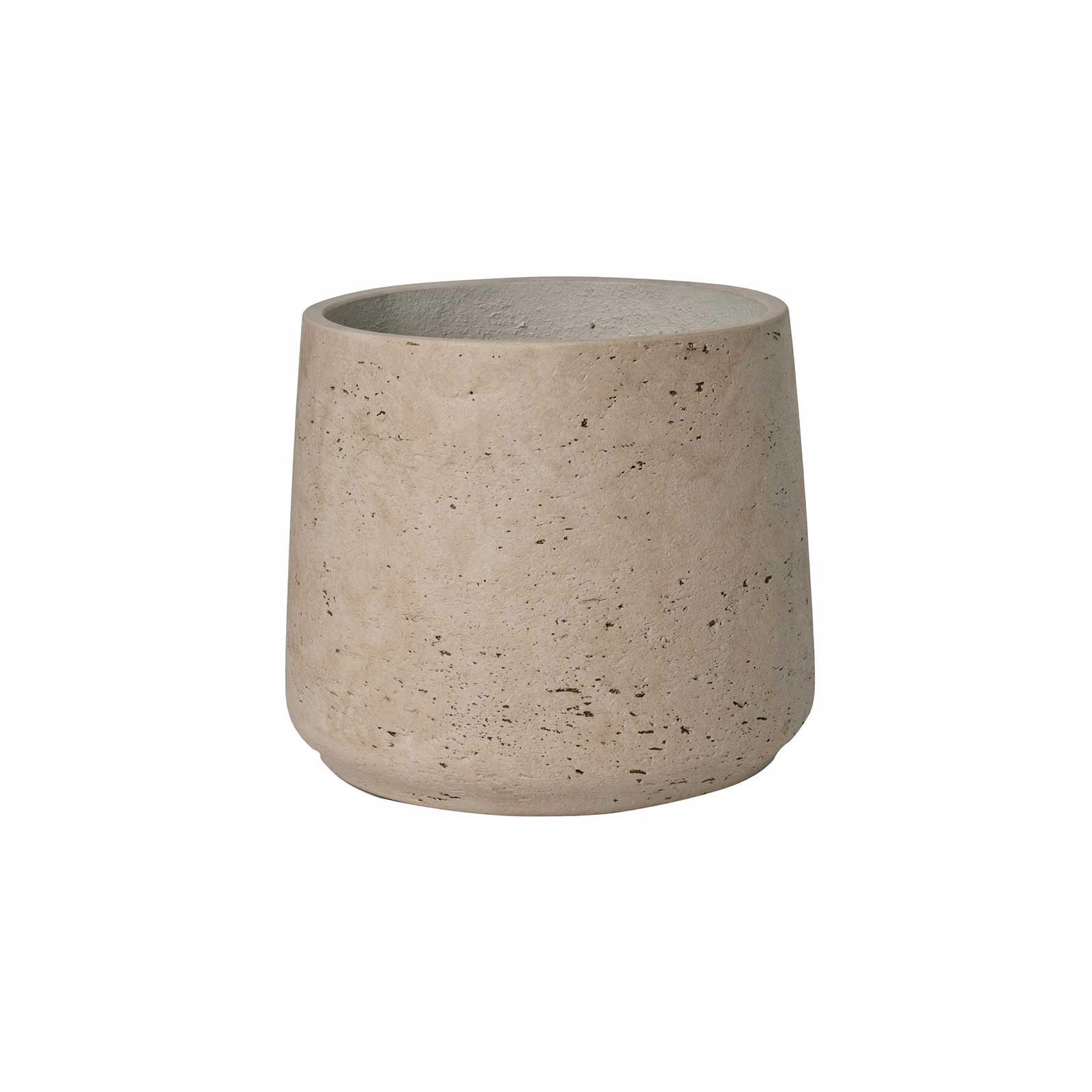 piękna okrągła donica z fakturą szary kamień Patt 23/20 szaro beżowa osłona