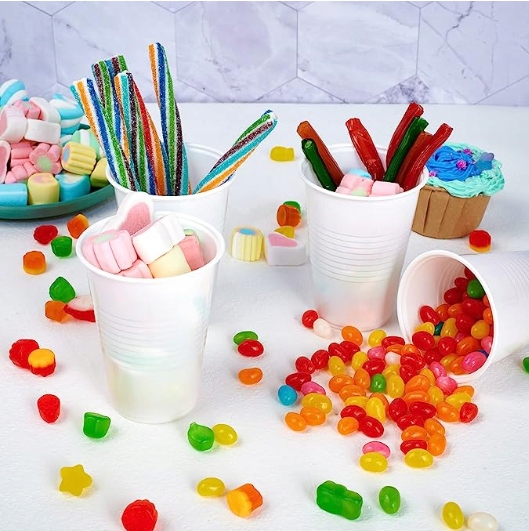 KUBKI KUBECZKI PLASTIKOWE JEDNORAZOWE BIAŁE200ML100SZTUK DO NAPOJÓW DRINKÓW Materiał plastik