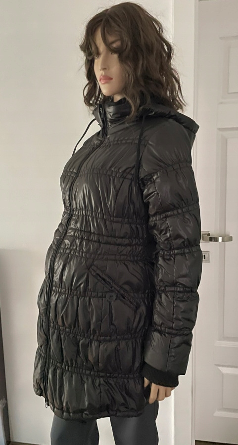 Těhotenská delší bunda, skvělá kapuce XXL