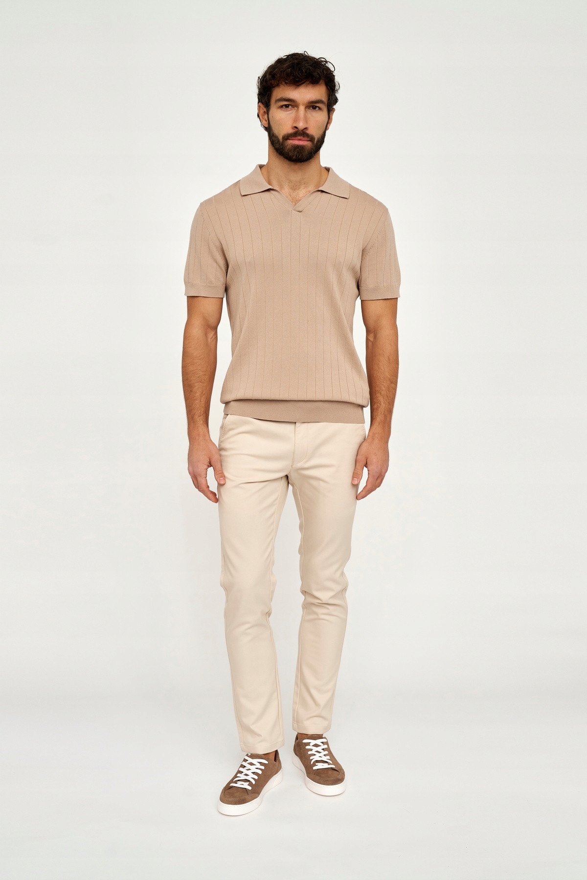 Béžové pánské kalhoty Chinos Bavlna a Tencel 176/40 (40/32) Villaro