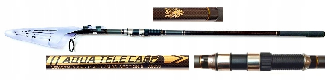 Mocna Wędka Na Karpia Karpiówka 3,90 m Aqua Tele Carp 3,75 Lbs Teleskop