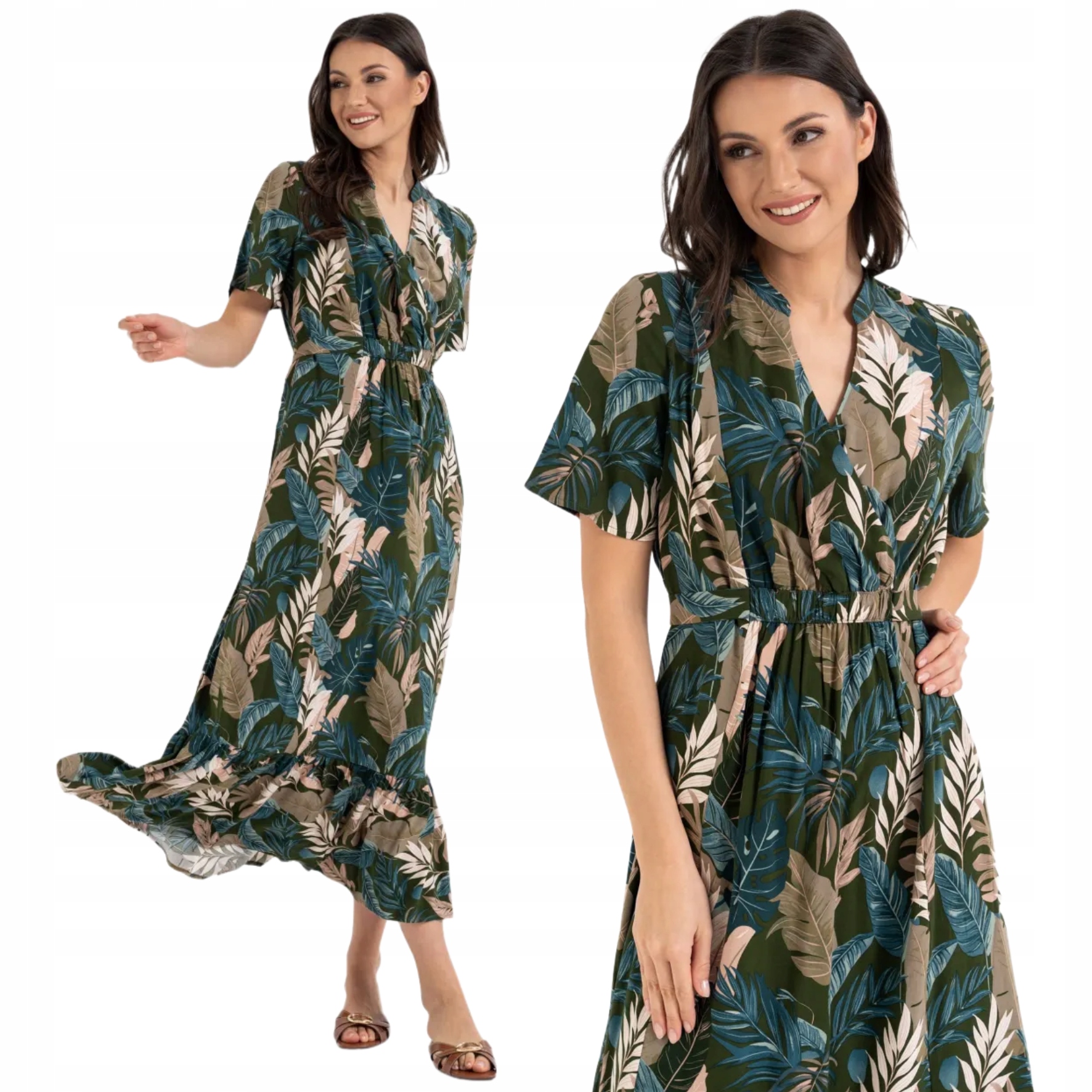 Sukienka Damska Maxi 100% Wiskoza Moraj Kopertowy Dekolt Na Co Dzień S