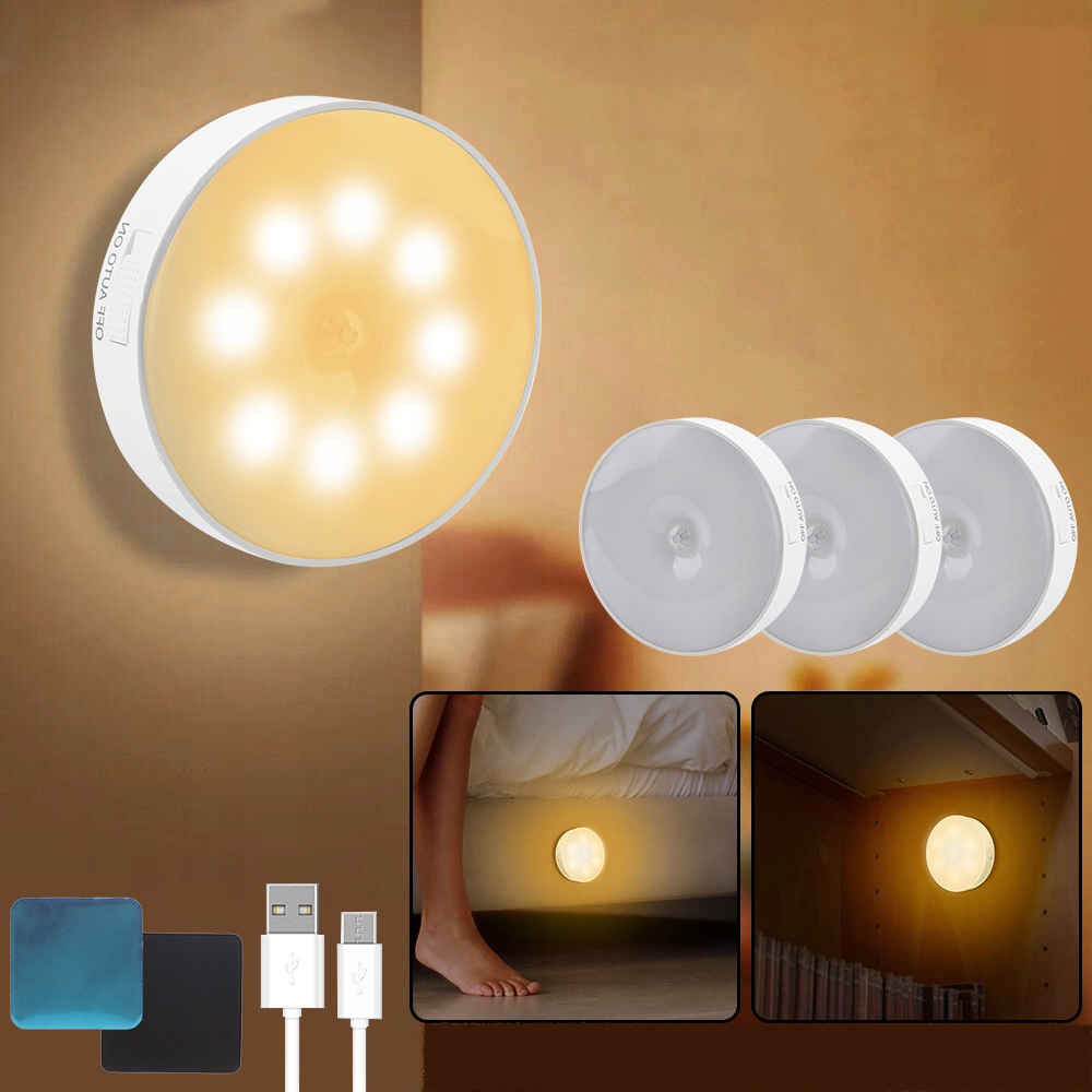 3X LAMPKA LED SCHODOWE Z CZUJNIK RUCHU NOCNA,CIEPŁY BIAŁY Marka inna