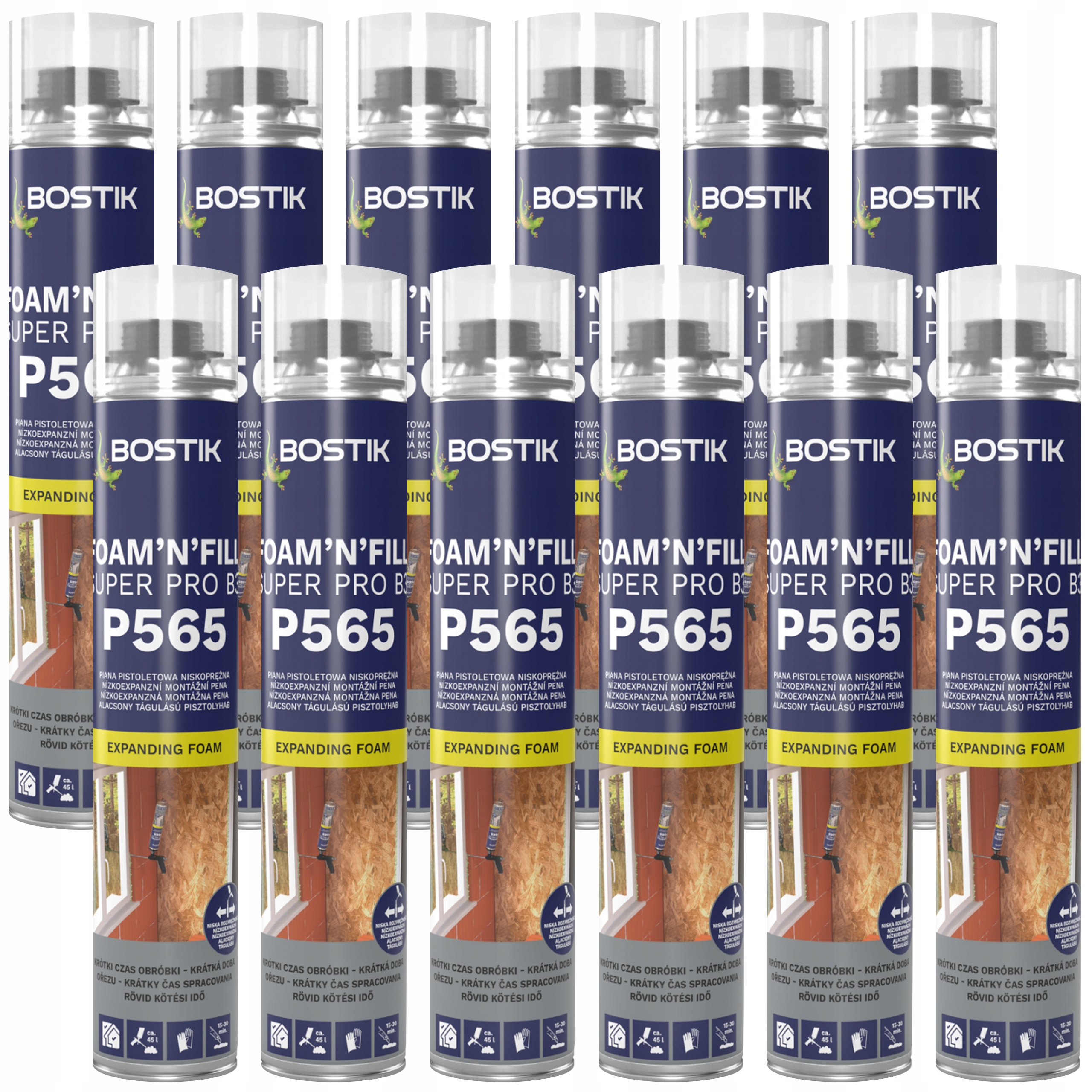 12ks Bostik Pištoľová pena nízkonapäťová P565 Foam’n’fill Pro 2002