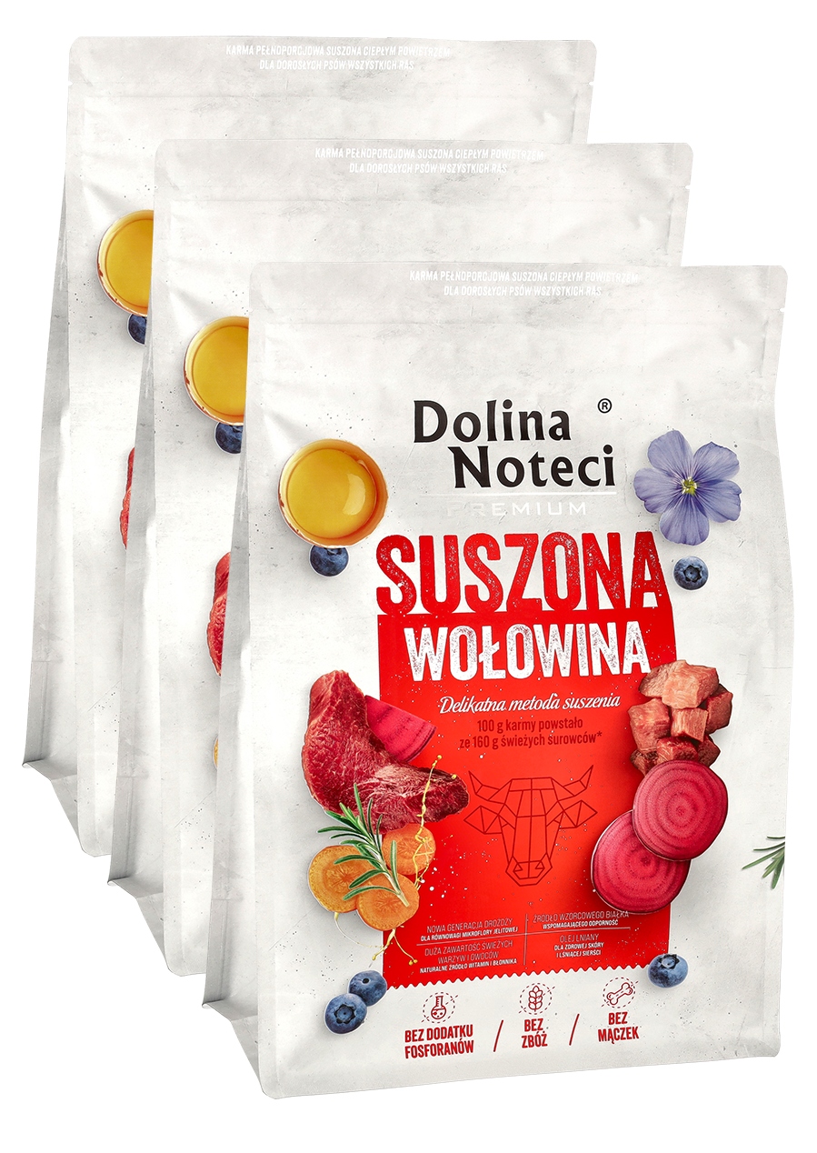 Levně Dolina Noteci Krmivo suché pro psa Premium Set 3x3kg Hovězí maso