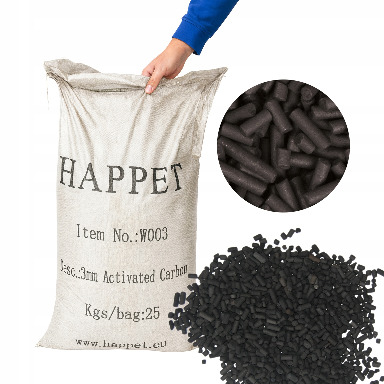 Filtex Carbo Granulované aktivní uhlí Aktivovaný vakovaný sáček 25 kg