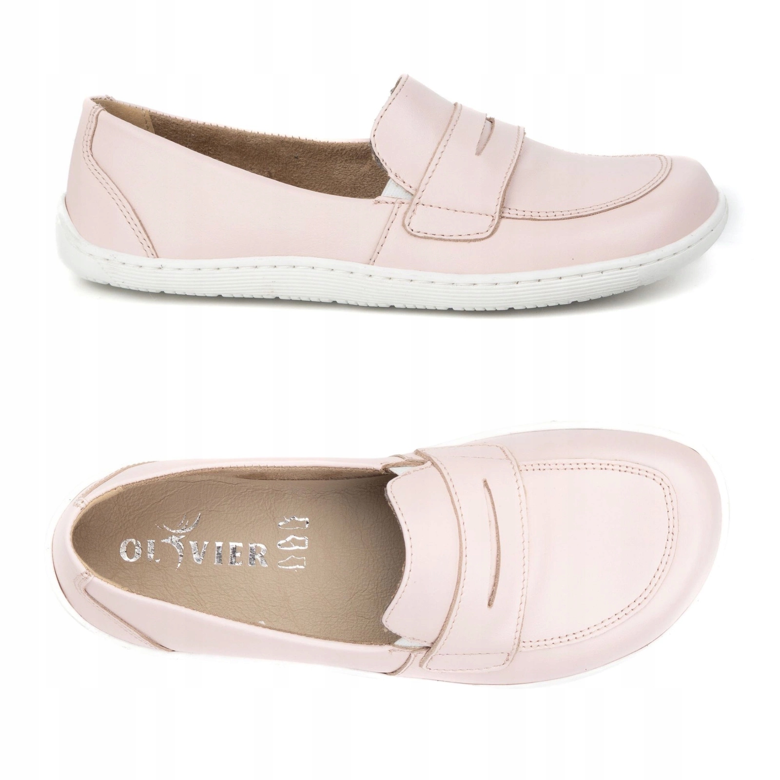 Barefoot Dámské minimalistické kožené mokasíny 1280 pudrová růžová 36