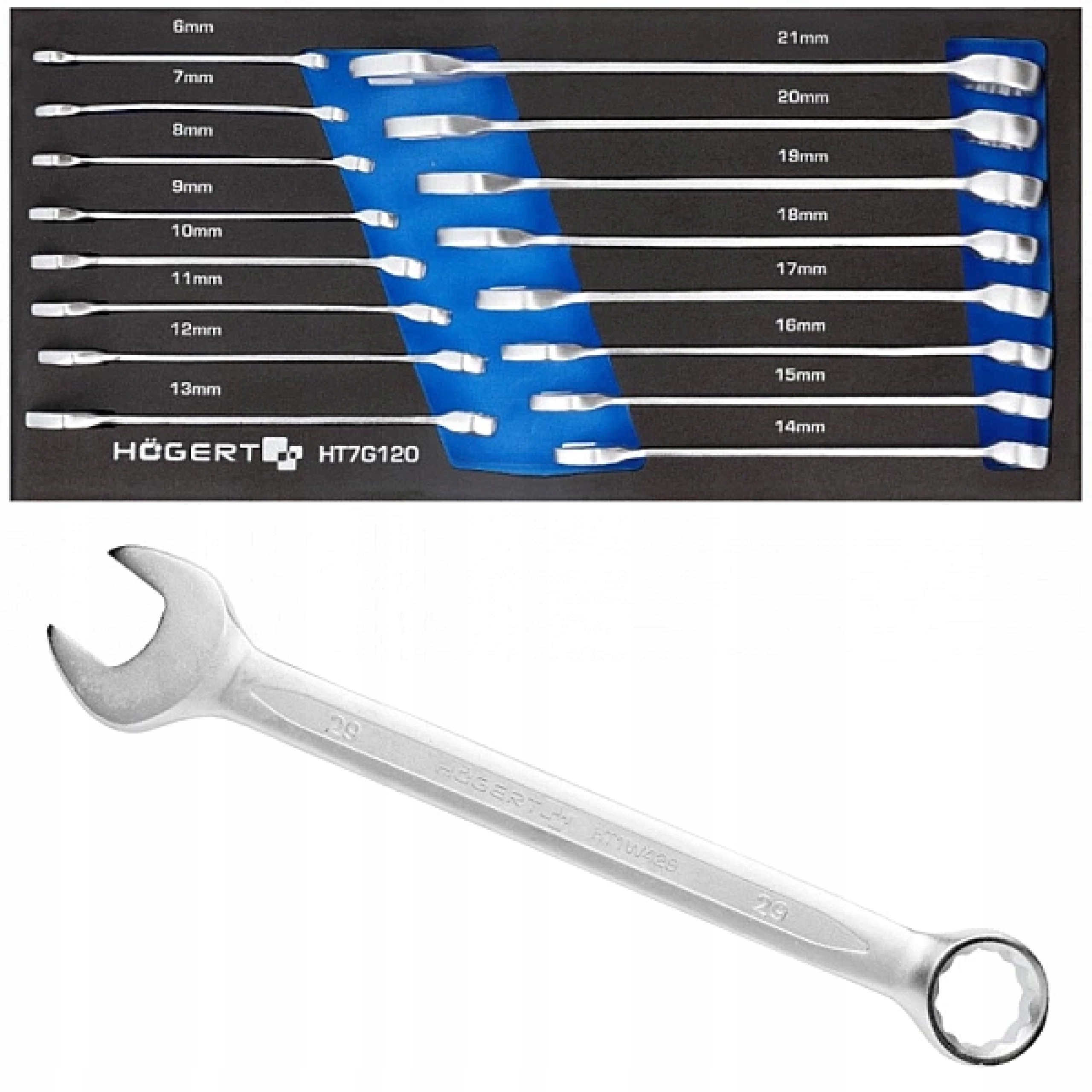 Zestaw Kluczy Klucze Płaskie Płasko Oczkowe 6 - 21 mm 16szt Hoegert