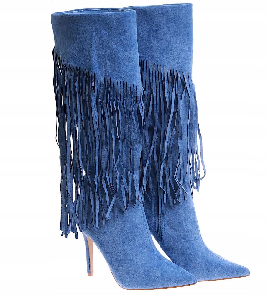 DAMSKIE KOZAKI Z FRĘDZLAMI BUTY NA SZPILCE jesienne buty boho 15114 38 Rozmiar 38