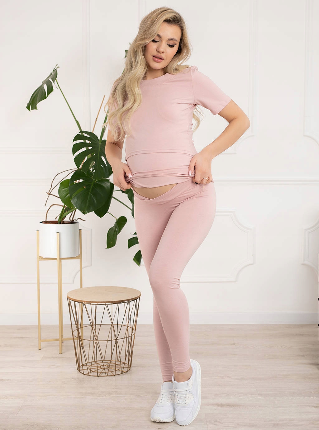 LEGGINSY CIĄŻOWE GETRY SPODNIE LEGINSY M Szerokość w biodrach 37 cm