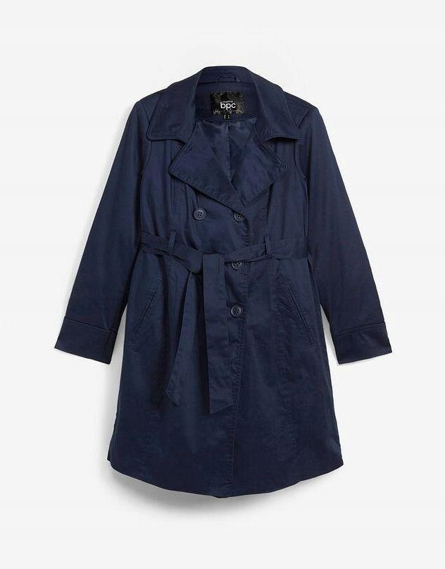 Bonprix płaszcz damski niebieski rozkloszowany bez kaptura