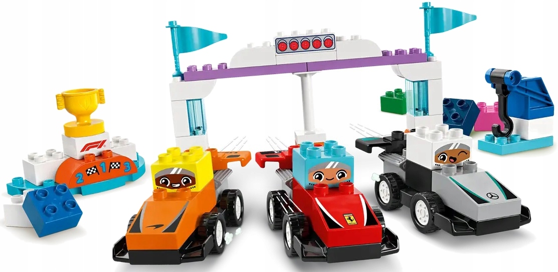 stavebnice Lego duplo 70 dílků Bolidy a řidiče F1 10445