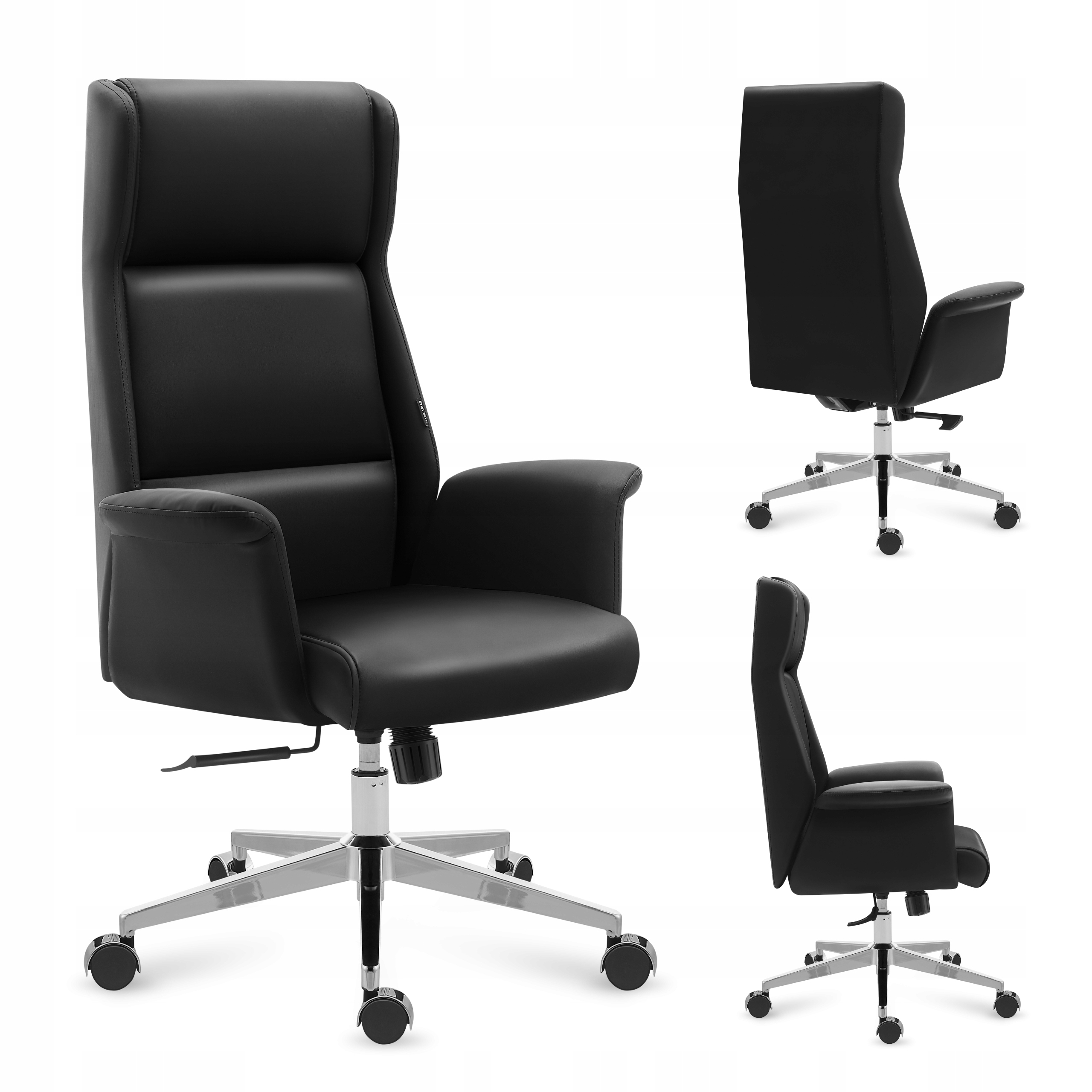 Fotel biurowy ergonomiczny Mark Adler czarny obrotowy skóra