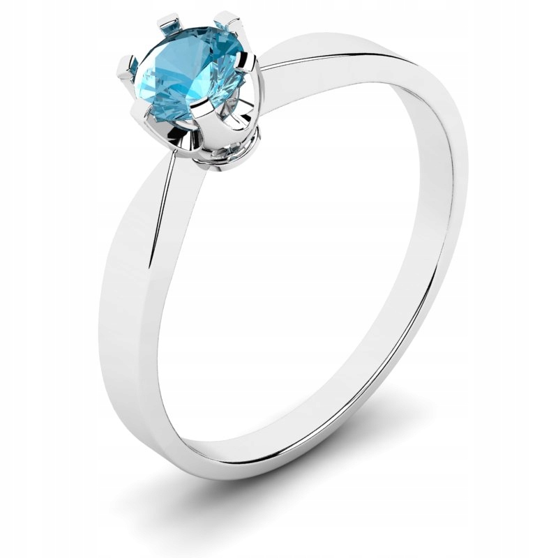 

Pierścionek Białe Złoto Z Niebieską Cyrkonią 5MM