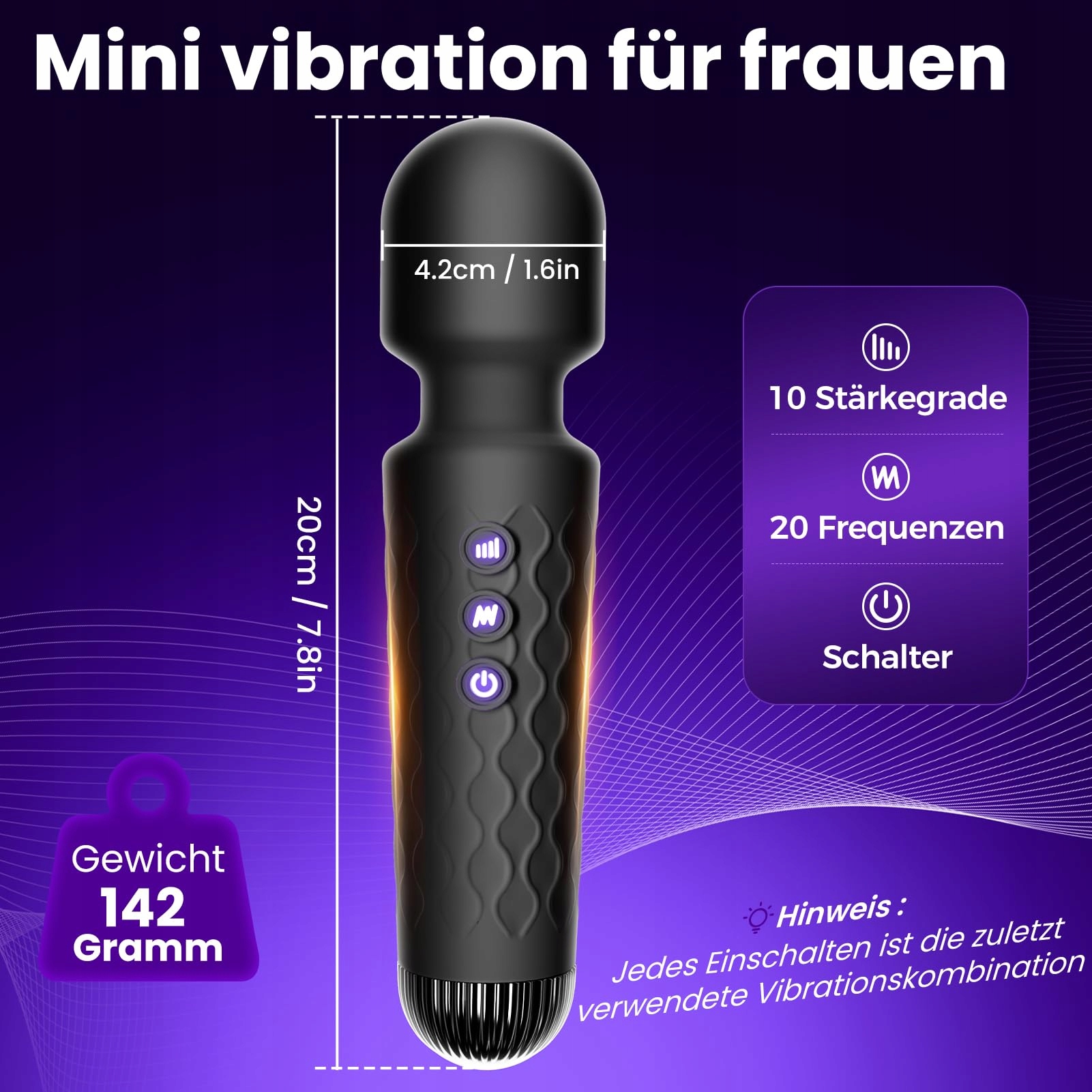 GOBEKEN Wibrator Dla Kobiet Dildo Sterowany Aplikacją 20 Trybów Czarny — miniatura 3