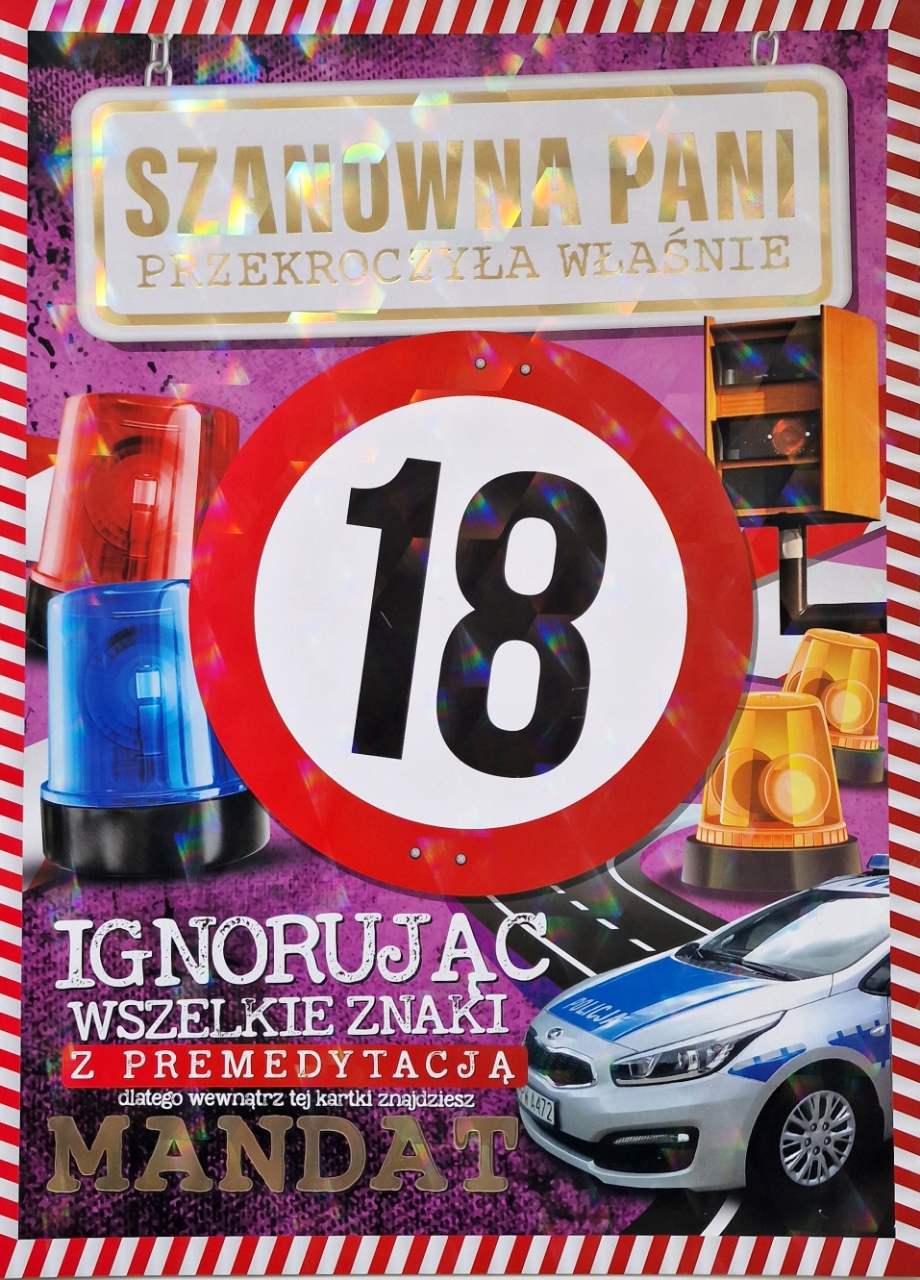 

Kartka na 18 urodziny XXL z mandatem Premium PLE2
