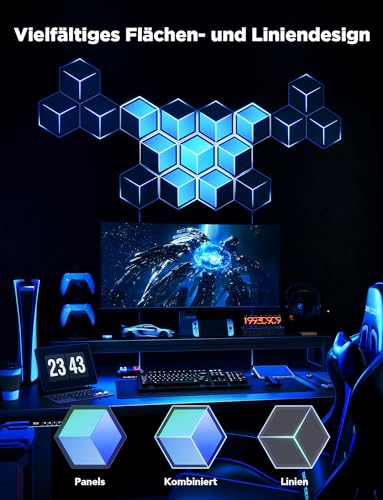 GOVEE Glide Hexagon RGBIC Lampa Ścienna LED Wi-Fi 10 Paneli Alexa Gaming — miniatura 2