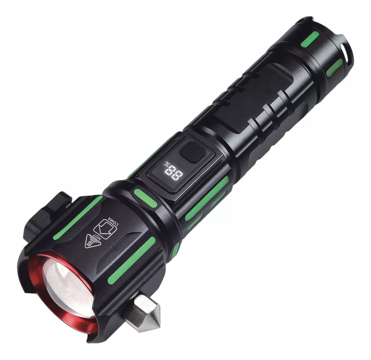 Premium! Dálková Svítilna Zoom Led Cob Akumulátor LCD Nůž Kladivo 1700 m