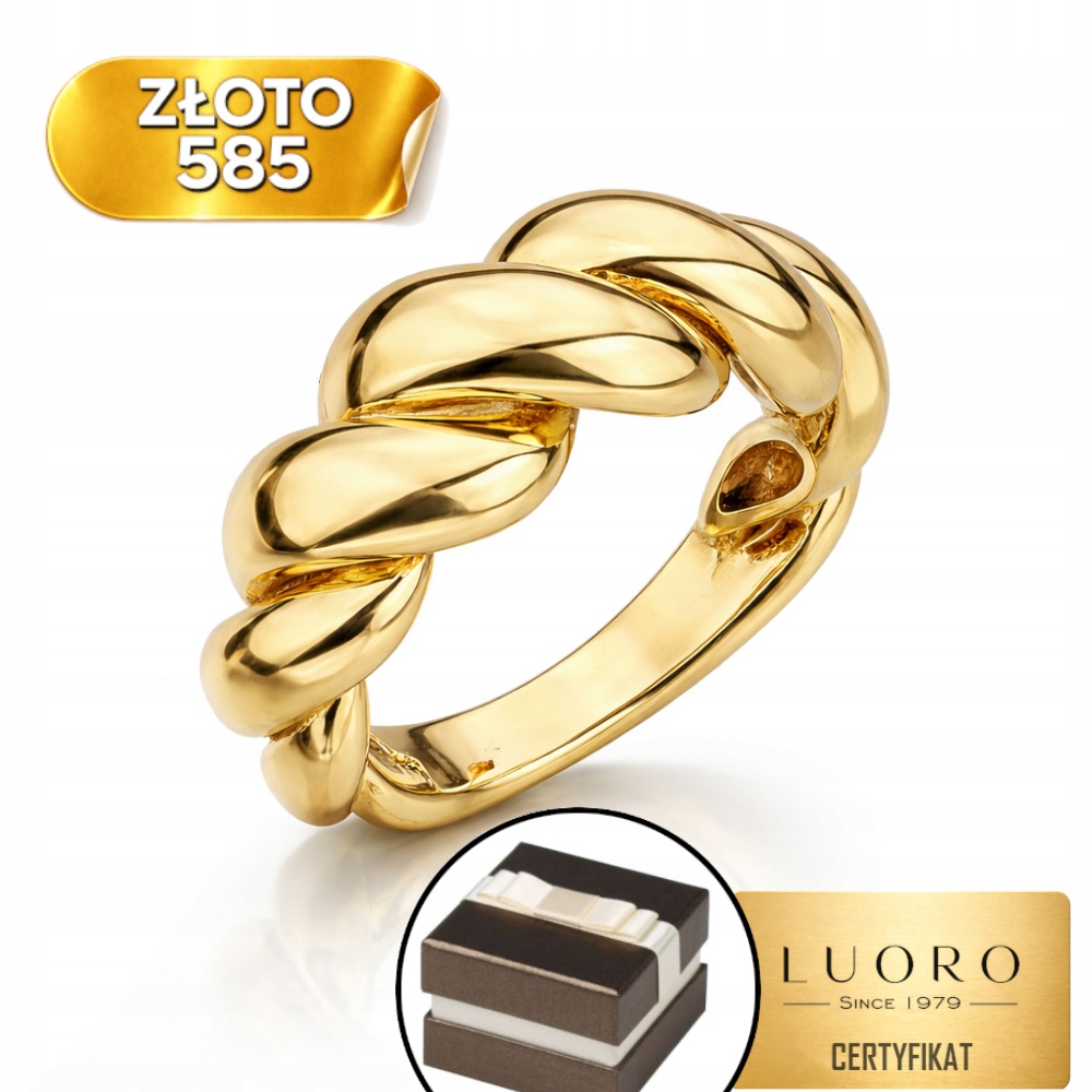 Prstýnek 585 14K Hladký, Zaplétaný, Módní Vzor Řetězu R12