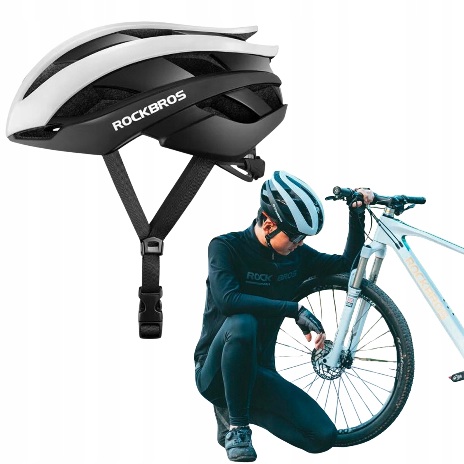 ROCKBROS 10110004002 белый и черный дорожный велосипедный шлем