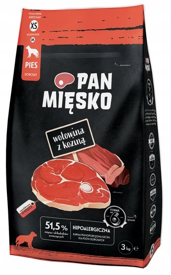 Pan Mięsko Krmivo pro psy – hovězí a kozí křupky Xs 3 kg