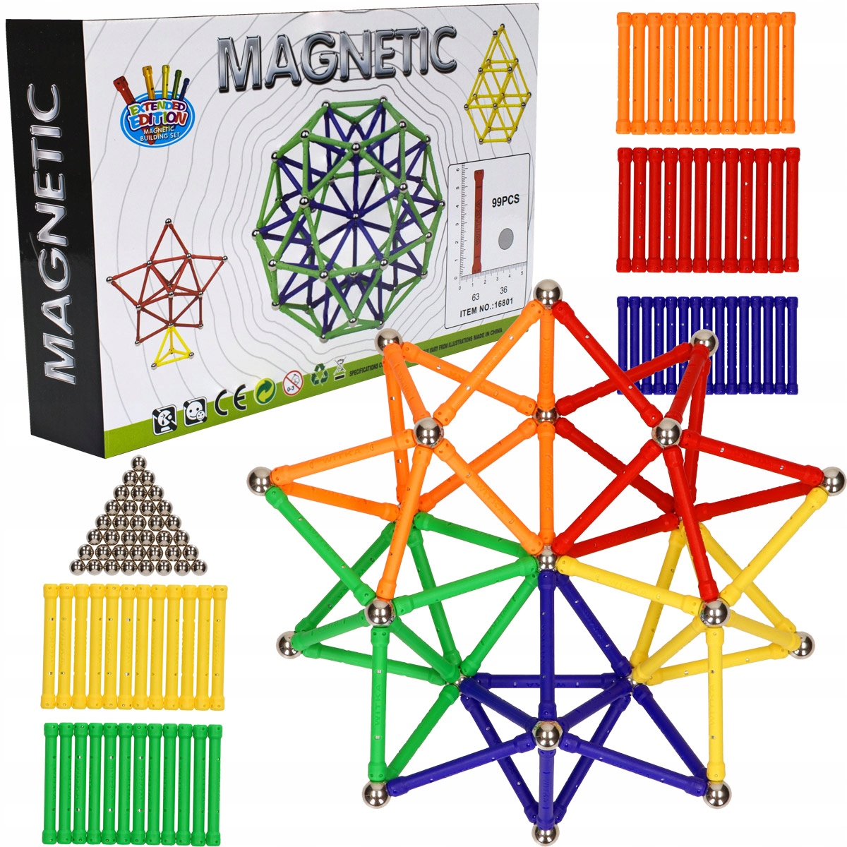 

Duże Klocki Magnetyczne Konstrukcyjne Zestaw 99EL