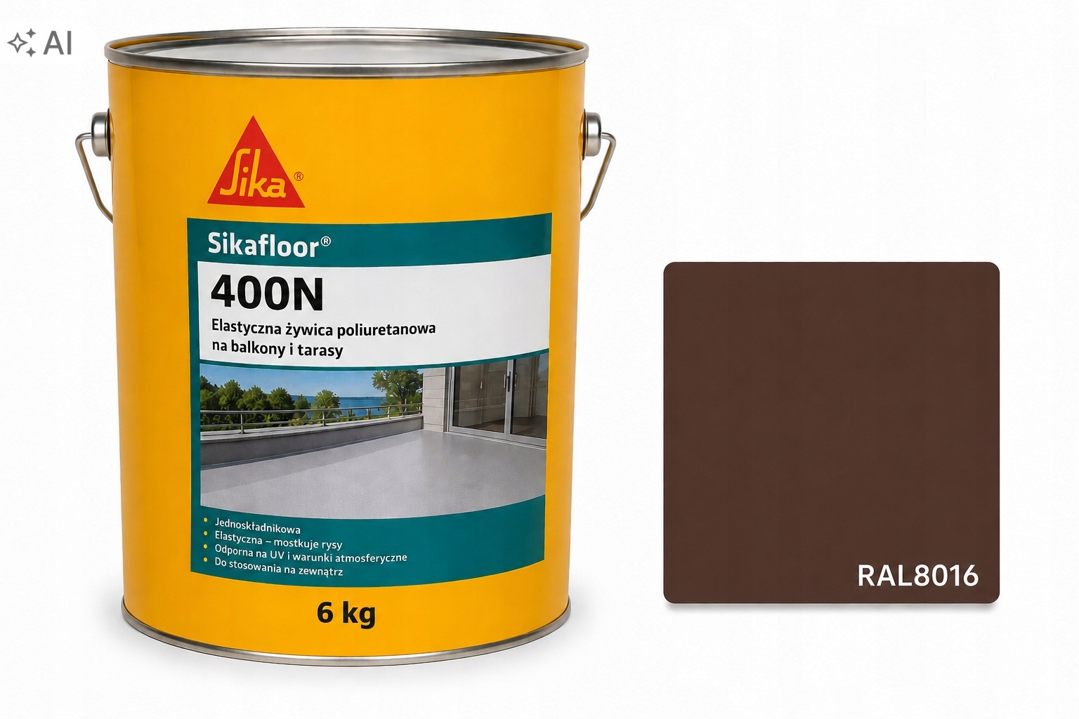 na Balkon żywica Powłoka Poliuretanowa farba Sikafloor 400 N Ral 8016 6KG