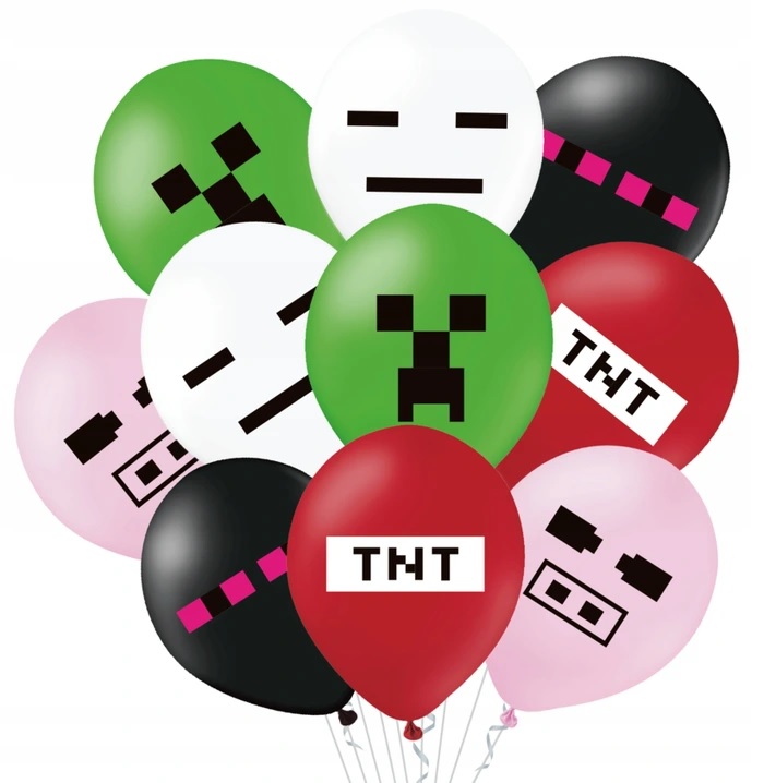 Balony MINECRAFT 30 cm 10 sztuk TNT clipper świnka