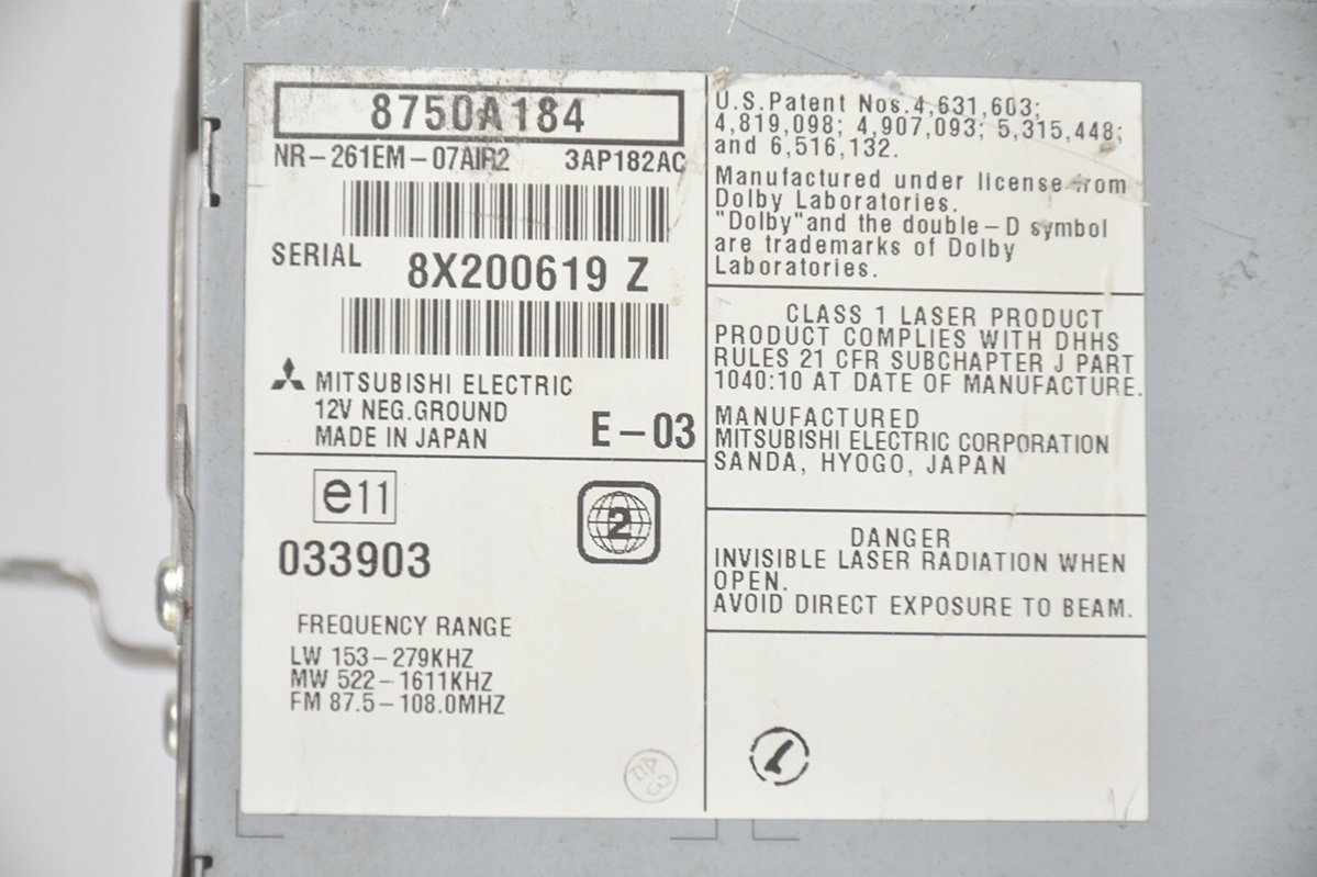 RADIO Navigation * MITSUBISHI OUTLANDER LANCER 8750A184