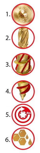 Wkręty ciesielskie 6x80 mm 100 szt. do drewna Talerzowe TORX Klimas WKCP Rodzaj wkręty