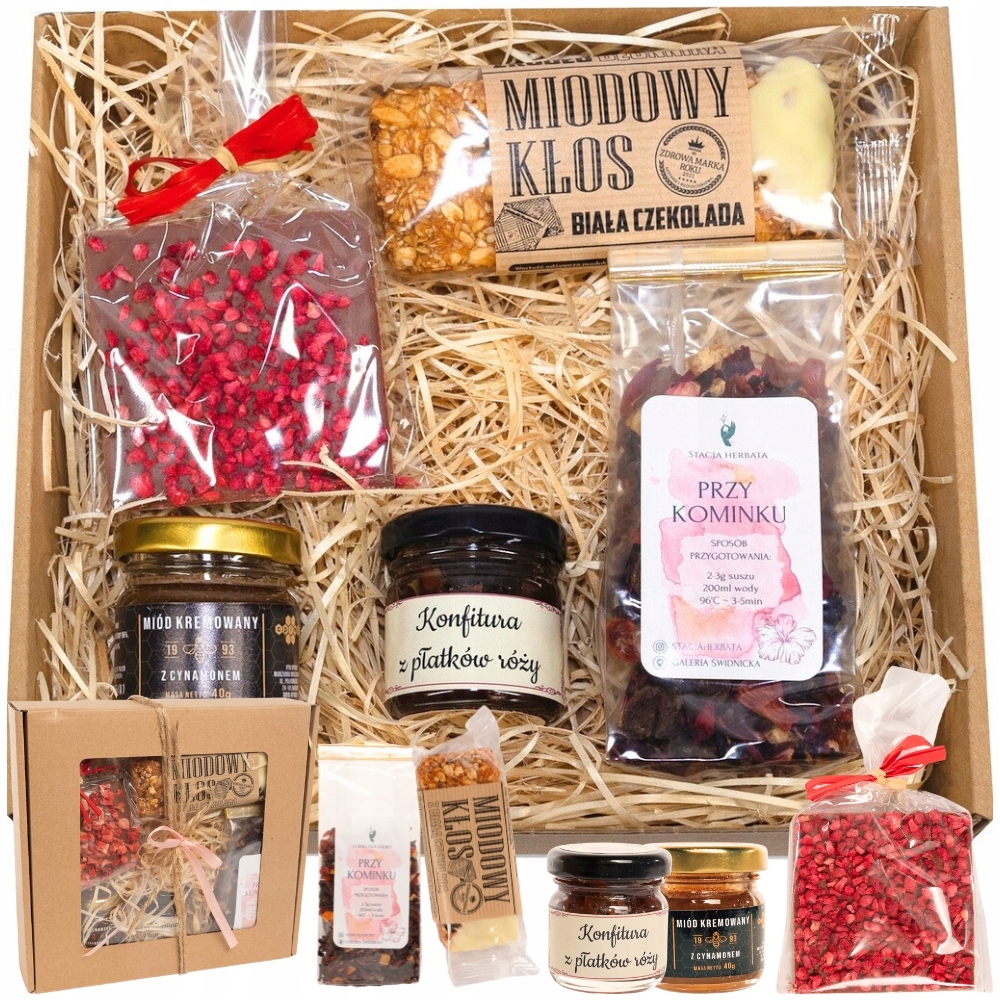 Levně Sada dárkových košů Dárky, lahodný čaj, med, čokoláda, dárek, krabička