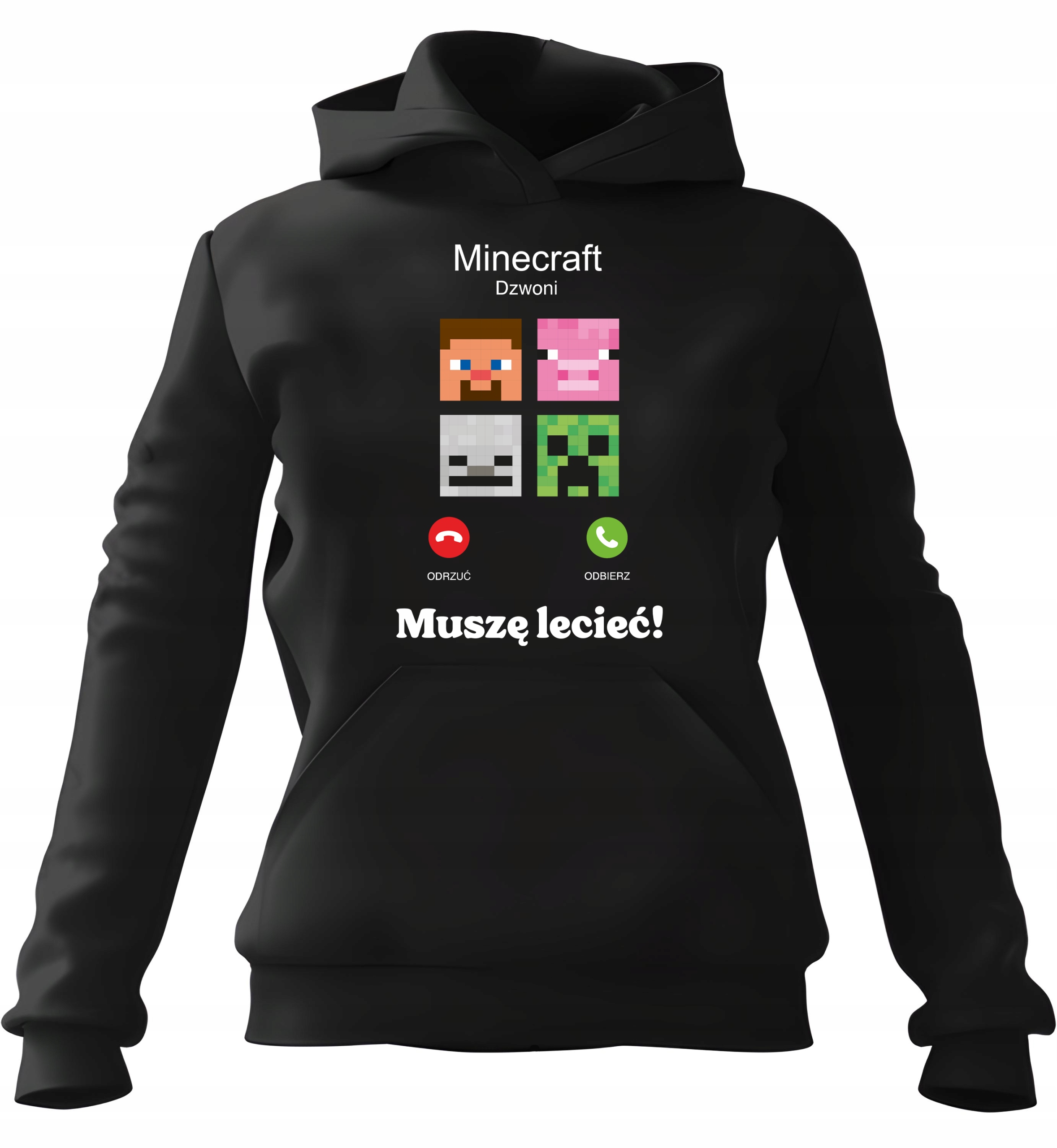 pánská mikina s kapucí Minecraft Zvoní Černá S Pro něj Chlapa Manžela Chlapa