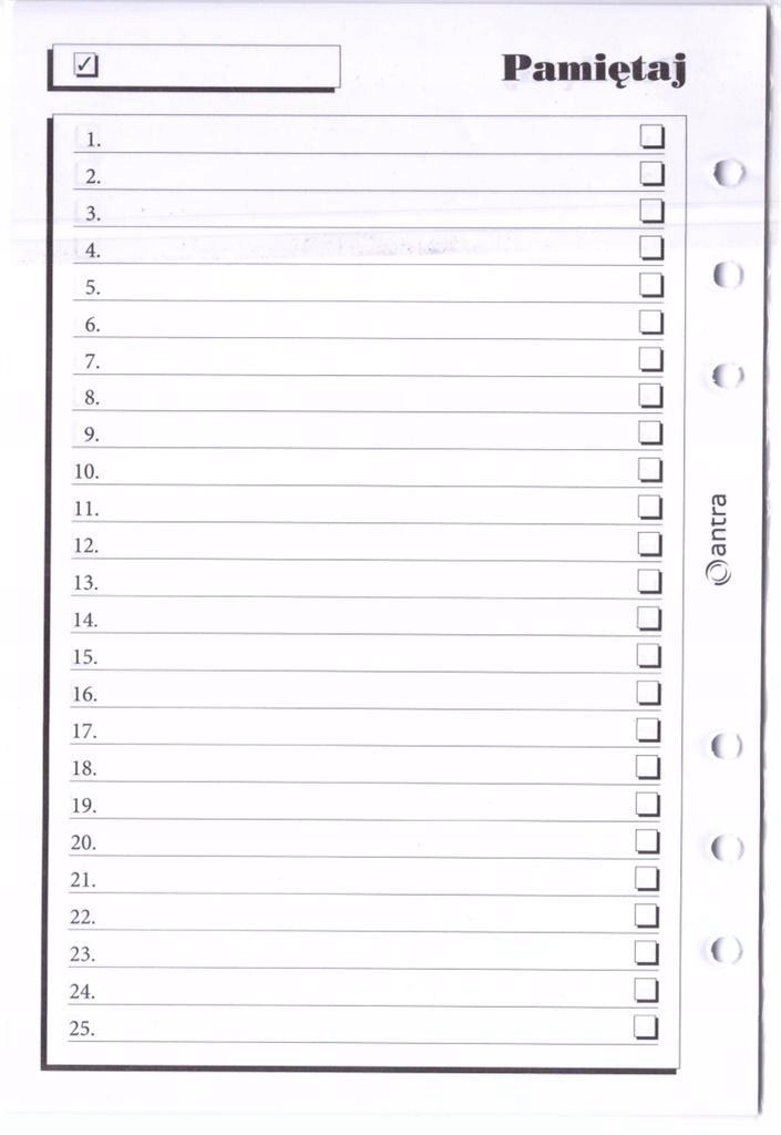 WKŁAD DO ORGANIZERA A5 PAMIĘTAJ ANTRA, ANTRA