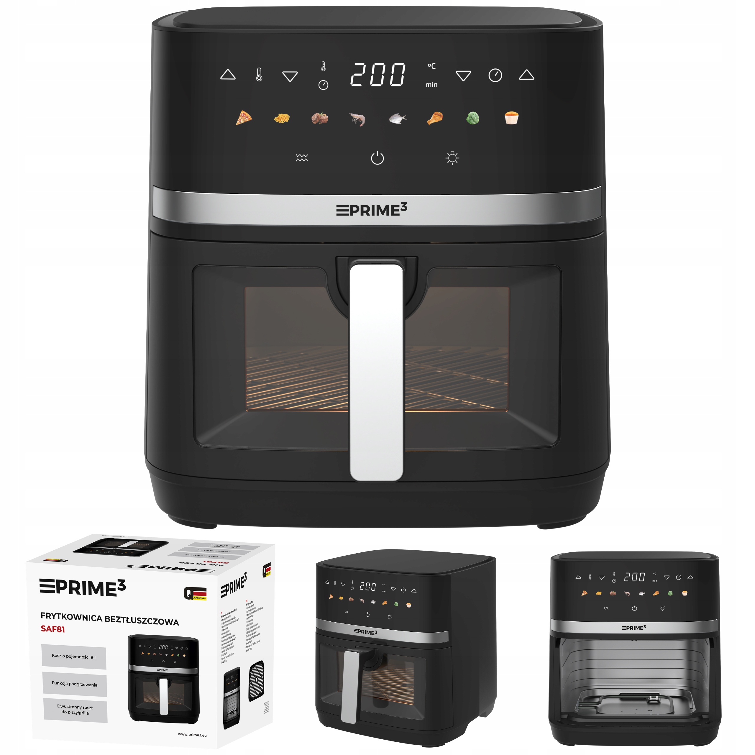 Frytkownica Beztłuszczowa Air Fryer 8L PRIME3 2200W Led Programy SAF81