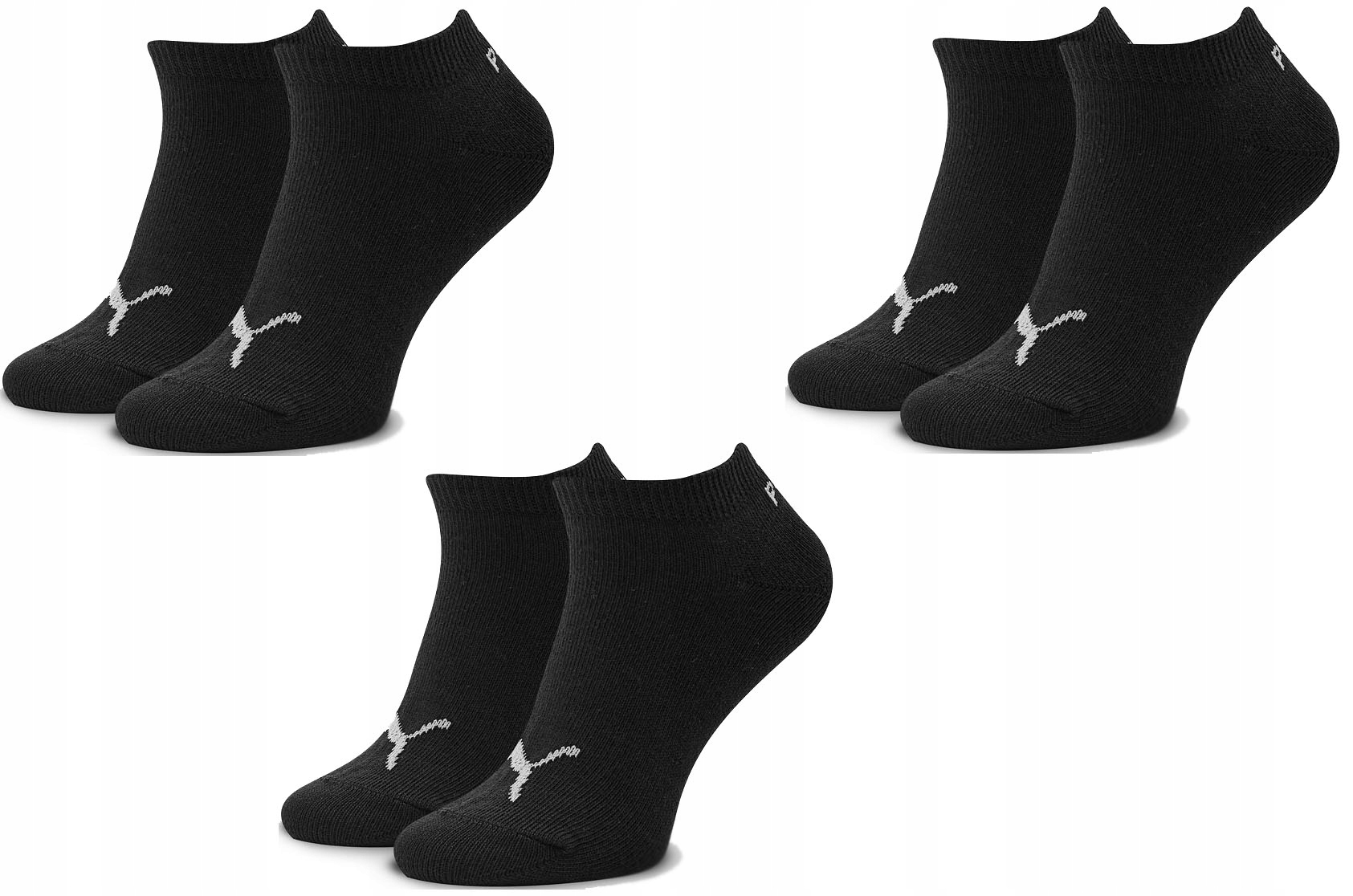 

3 Pary Puma Stopki Czarne 3 Pack Skarpetki R.35-38