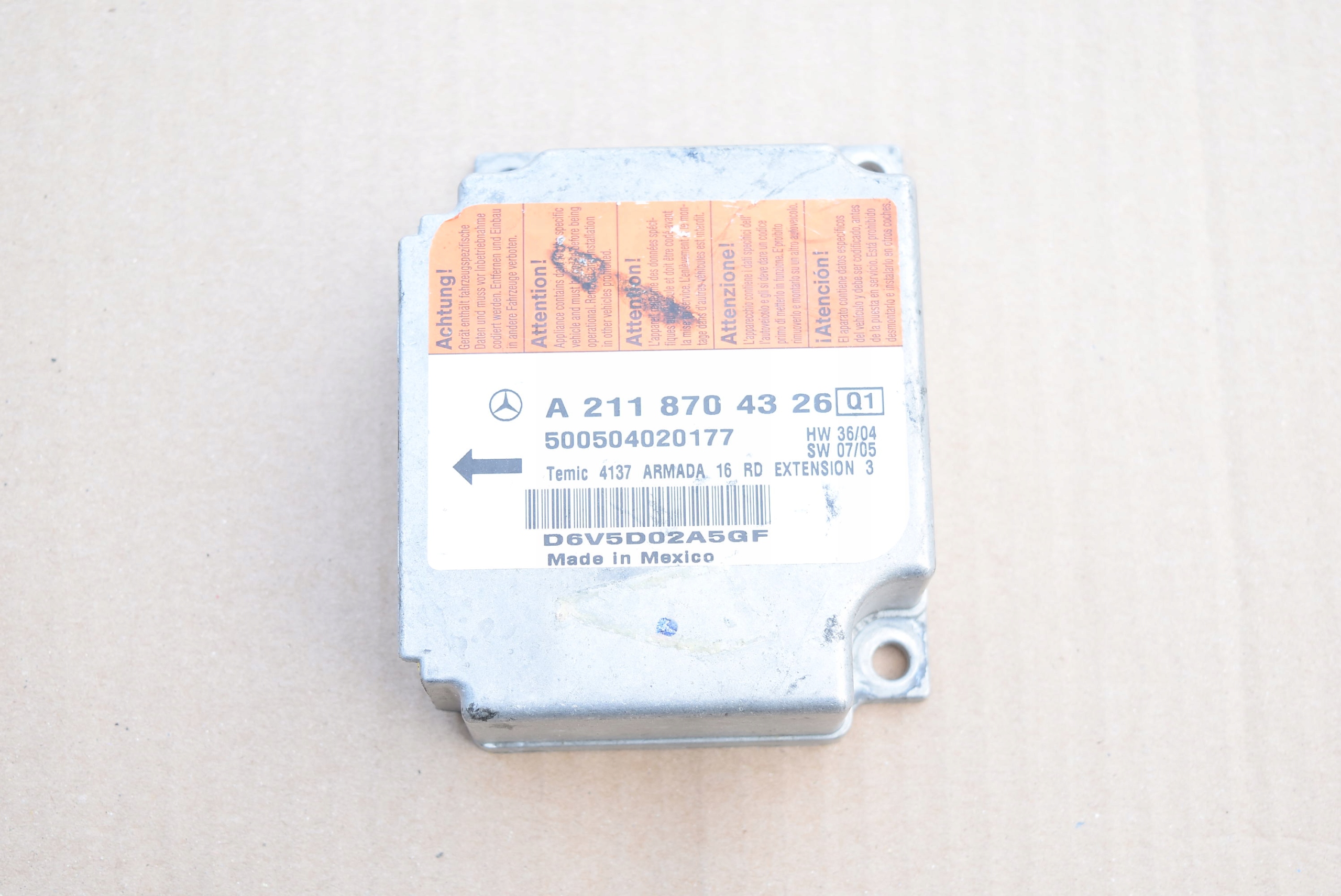 MERCEDES W211 W219 MODUŁ PODUSZEK SENSOR AIRBAG 2118704326 za 49 zł z