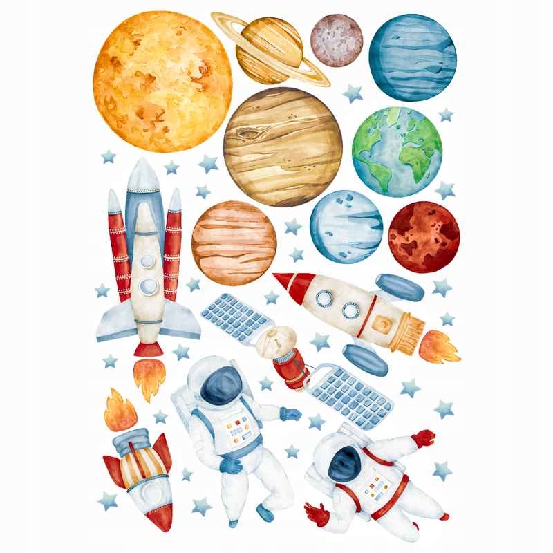 

Kosmos Akwarela Planety Naklejki Na Ścianę XXL