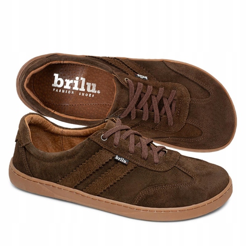 Brilu Polskie Skórzane Sneakersy Barefoot Chelsey Brązowe 40