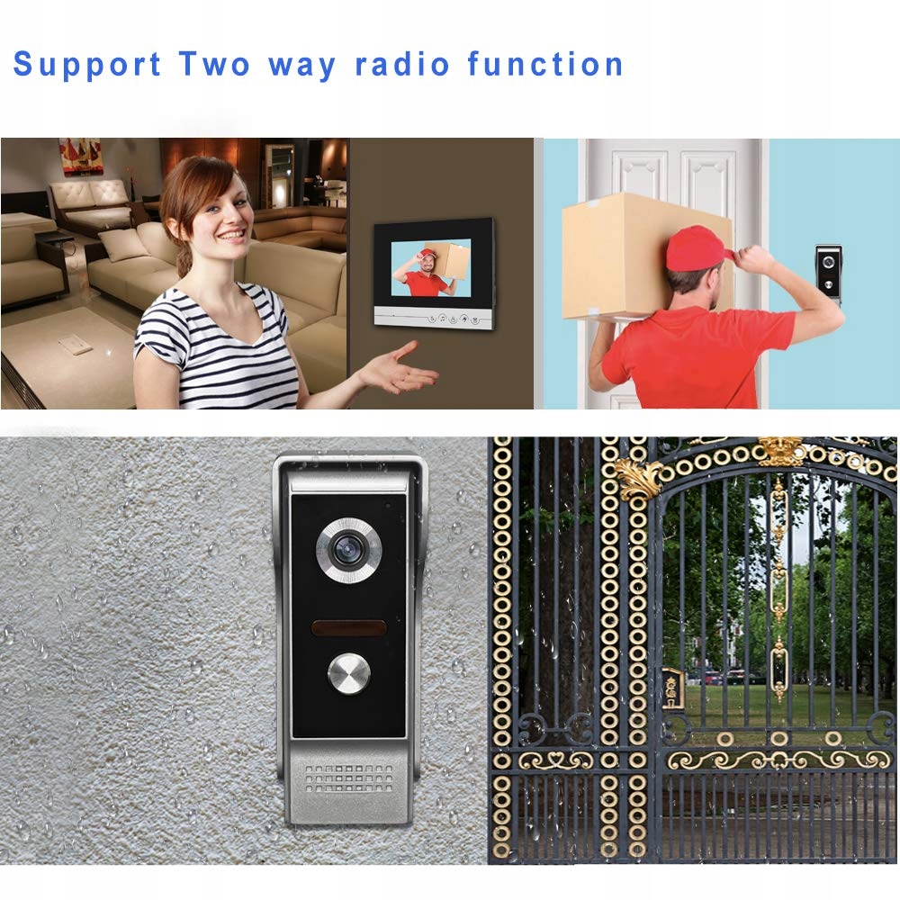 DIGINEX HFENG Wideodomofon 2 Monitory 7 Calowy Ekran Kamera Nocna Wizja — miniatura 3