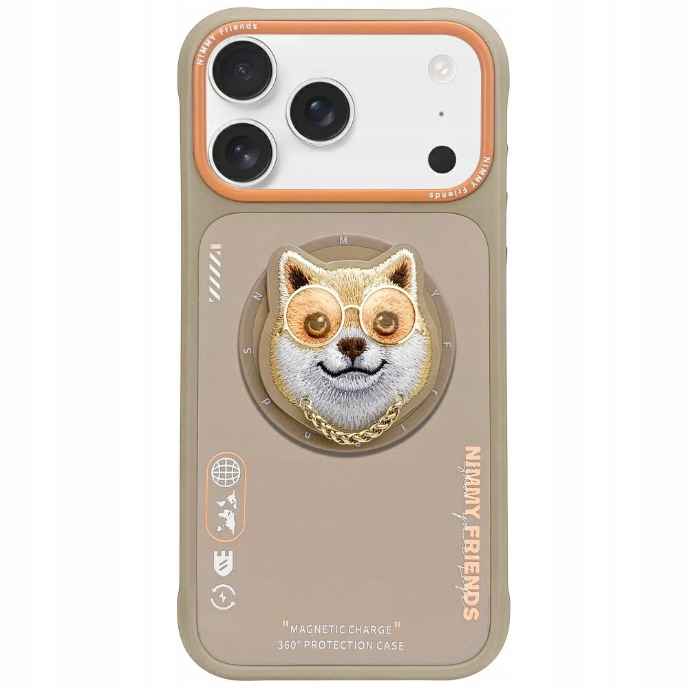 Etui Nimmy Glasses Cool Dog MagSafe do iPhone 17 Pro beżowe Nimmy