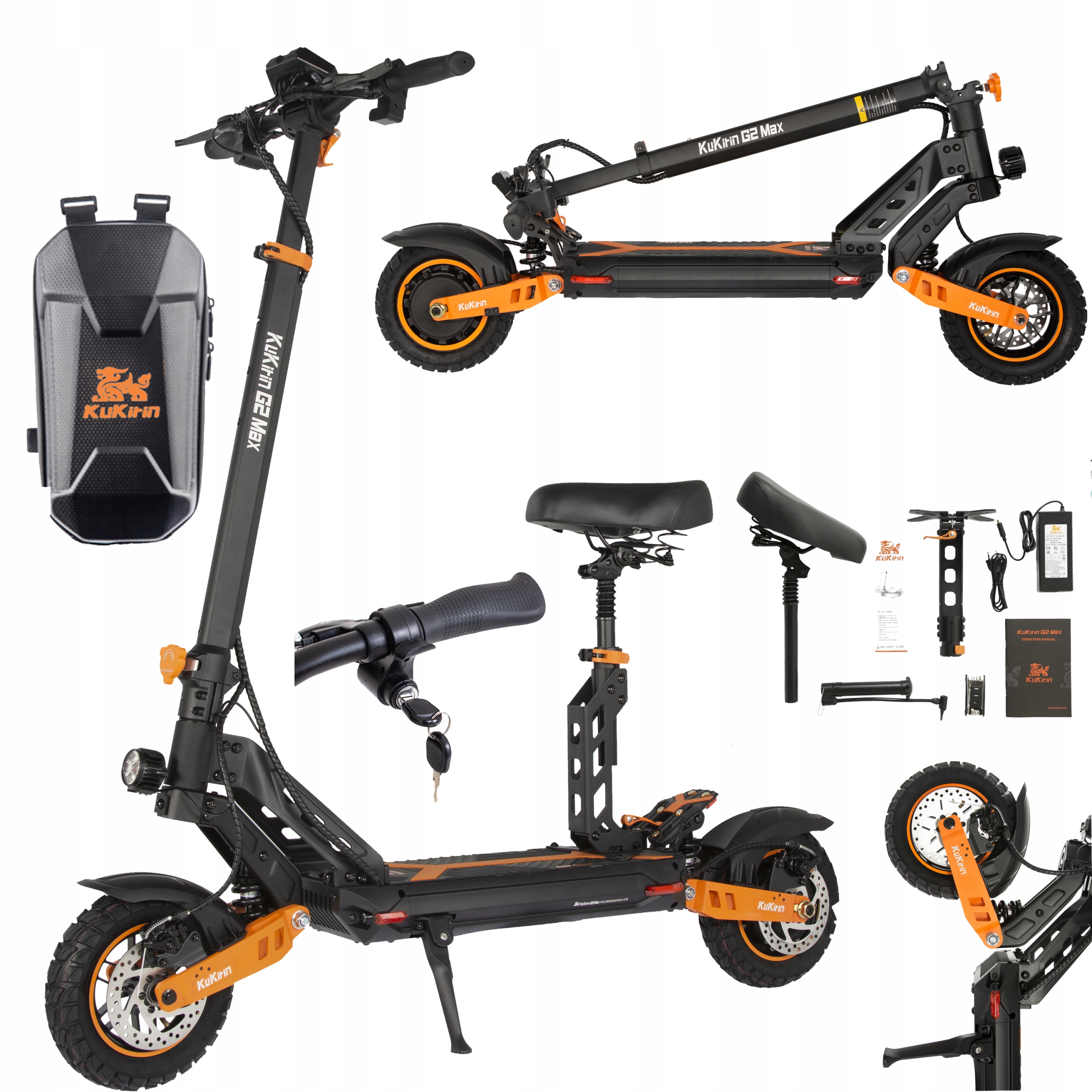 Skládací elektrické vozidlo KuKirin G2 Max 1200W 48V 20,8AH 55 km/h 70 km 10"