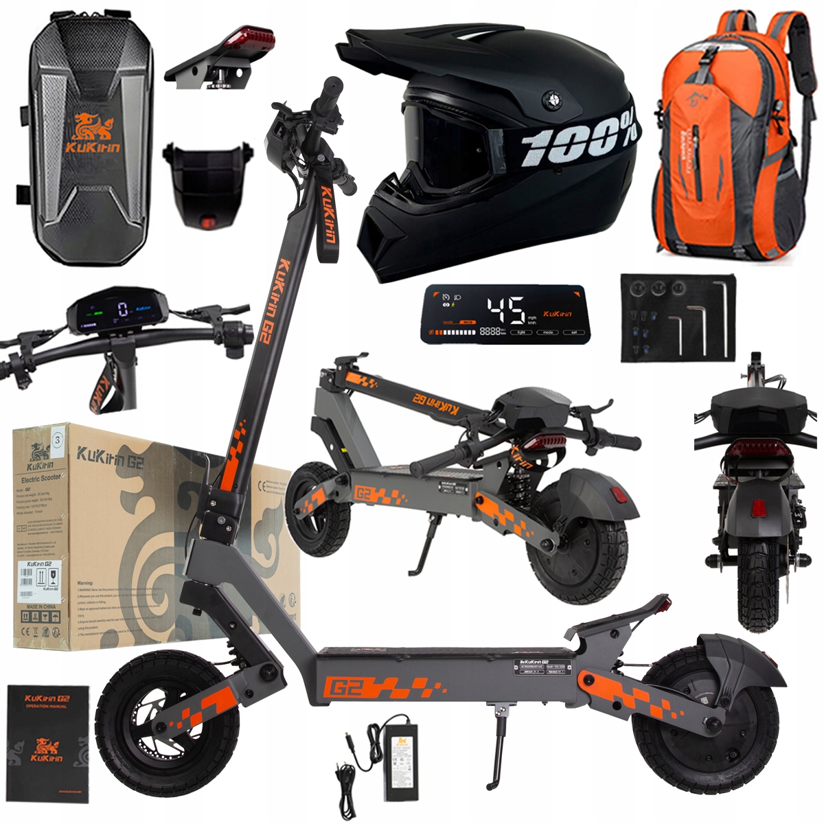 Kukirin G2 2026 Nové skládací elektrické vozidlo 1200W 45KM/H 15Ah 48V 10"