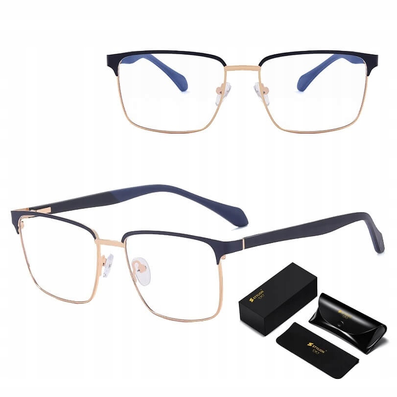 Pánské brýle Bez Dioptrií Blue Light pro počítač Ocelové obroučky Příslušenství